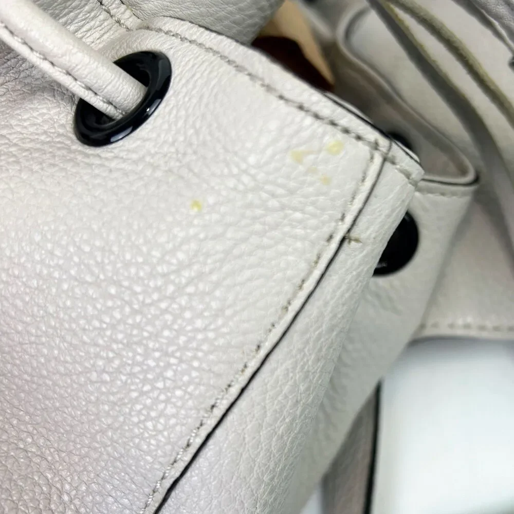 Rebecca Minkoff Moto Backpack Whipstitch Tassel Bag Putty Beige Leather Purse